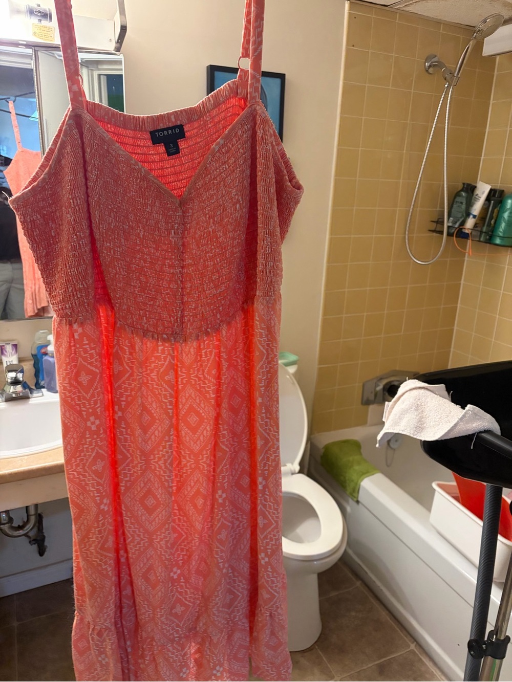 torrid coral sleeveless maxi dress with textured bodice